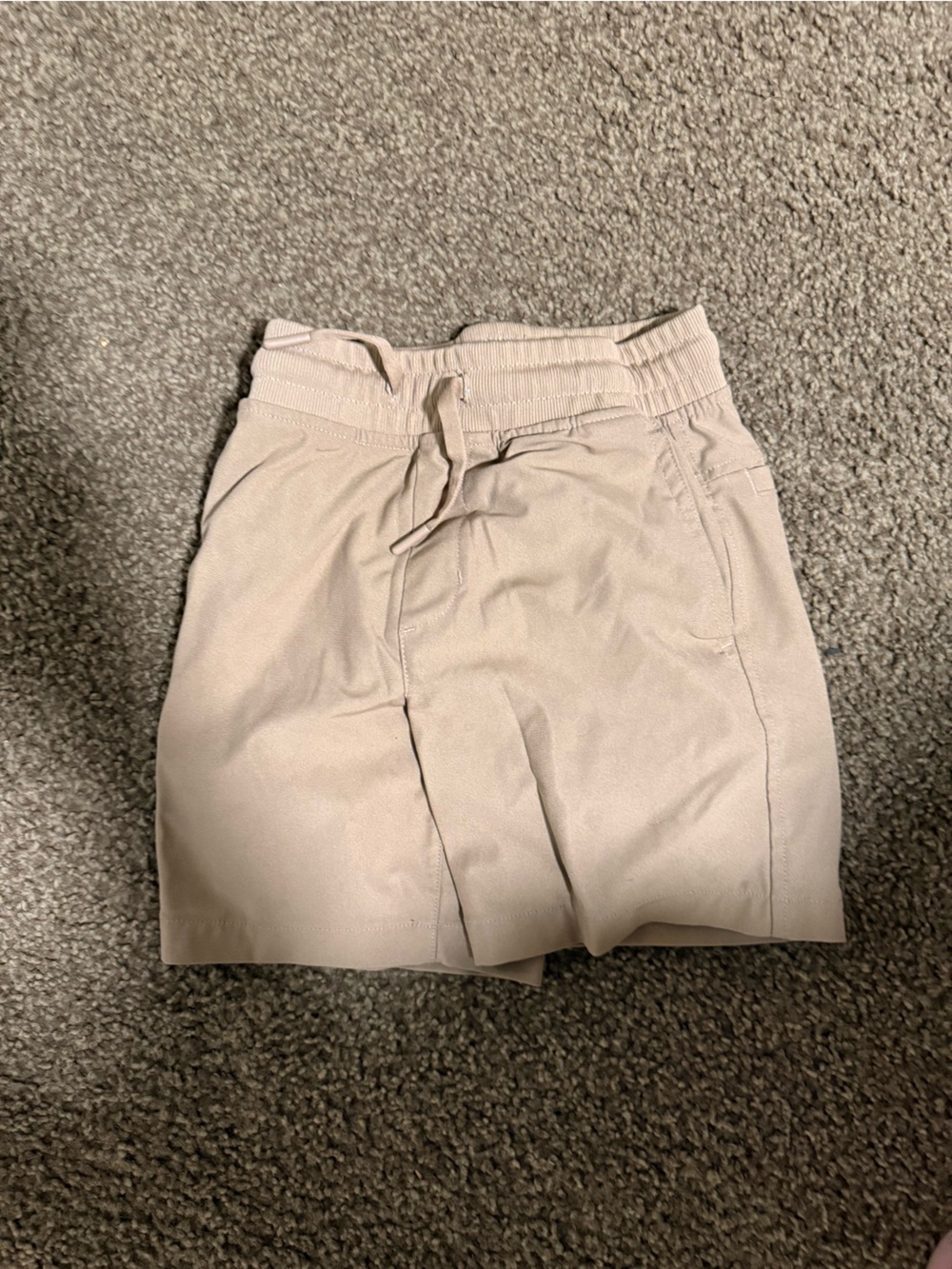 Neutral Beige Casual Drawstring Shorts